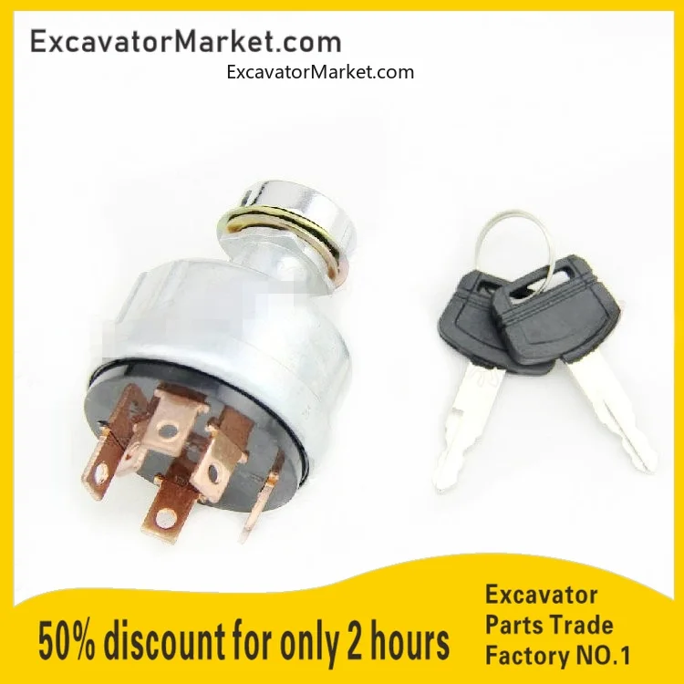 For Kobelco Sk200-8 Ignition Switch Start Switch Electric Door Lock 6 Plug  Excavator Accessories Excavator Accessories