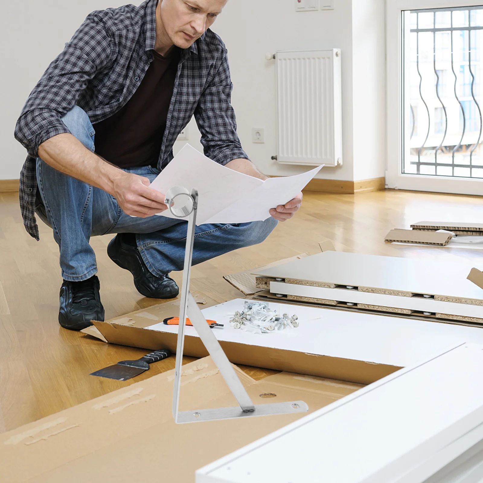 

Stainless Steel Closet Rod Bracket Heavy Duty Space Saving Wall Mounted Clothes Hanger Support Triangular Closet Rod End Holder