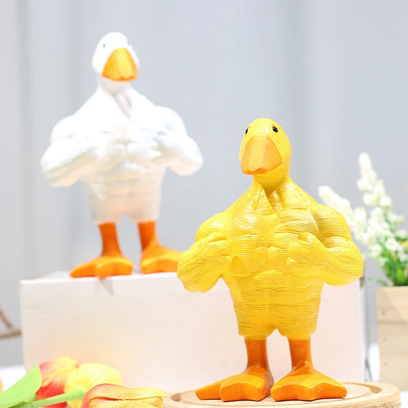 2024 Creative Funny Muscle Little Duck Personalized Resin Statue Home Desktop Craft Ornament Duck Sculpture Decor Gift