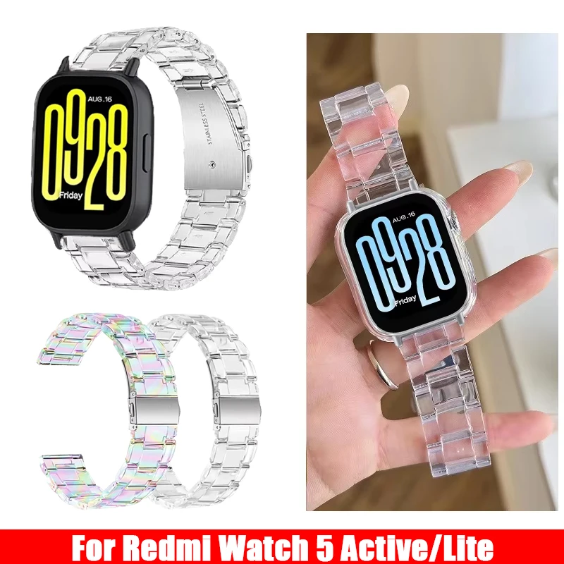 Resin Strap For Xiaomi Redmi Watch 5 Active /5 Lite Transparent Lightweight Bracelet For Xiaomi Redmi Watch 5 Active Band Correa
