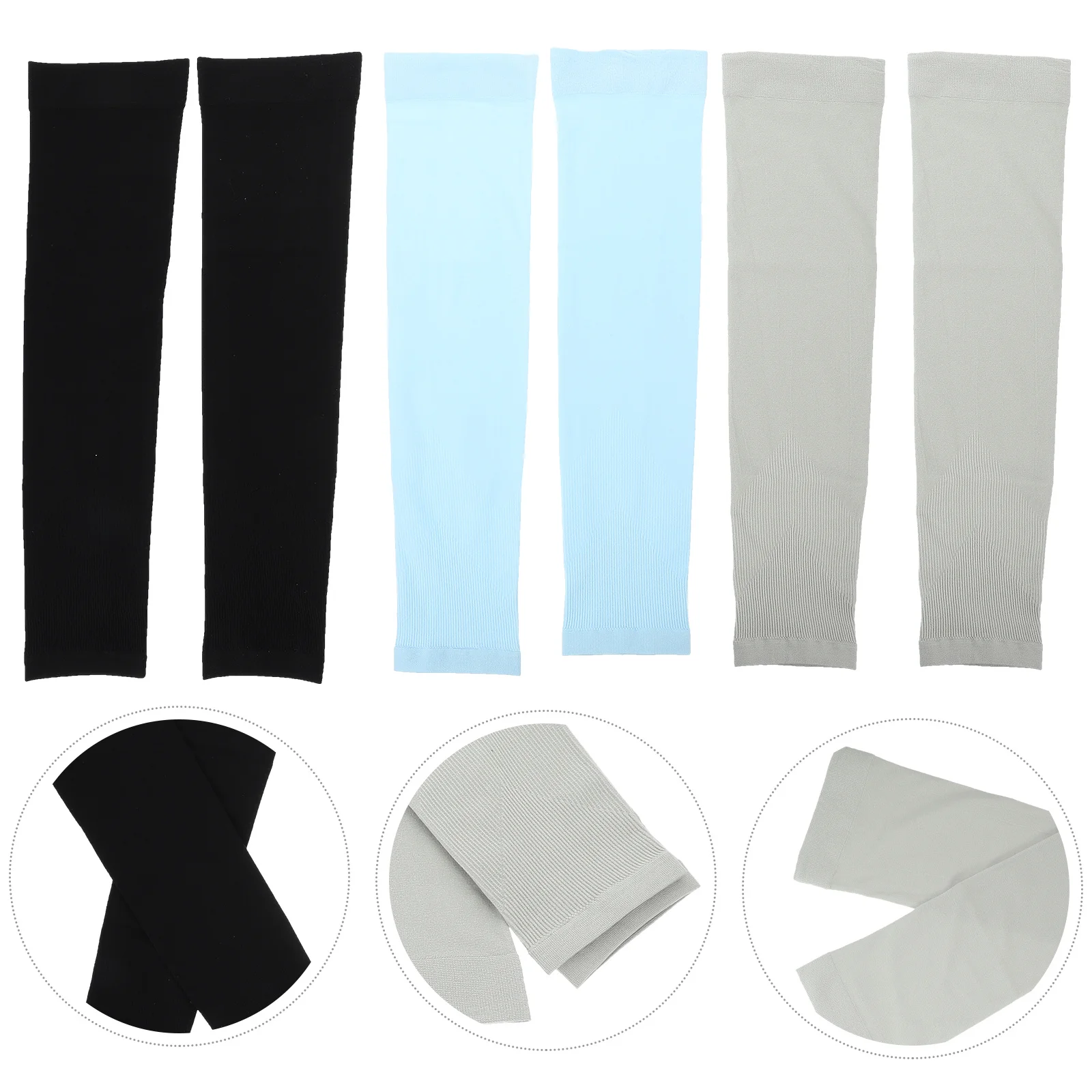 3 أزواج من أكمام الذراع المصنوعة من الحرير الجليدي للحماية من الشمس، أكمام طويلة قابلة للتنفس، حماية من الأشعة فوق البنفسجية، أكمام رياضية خارجية للبالغين