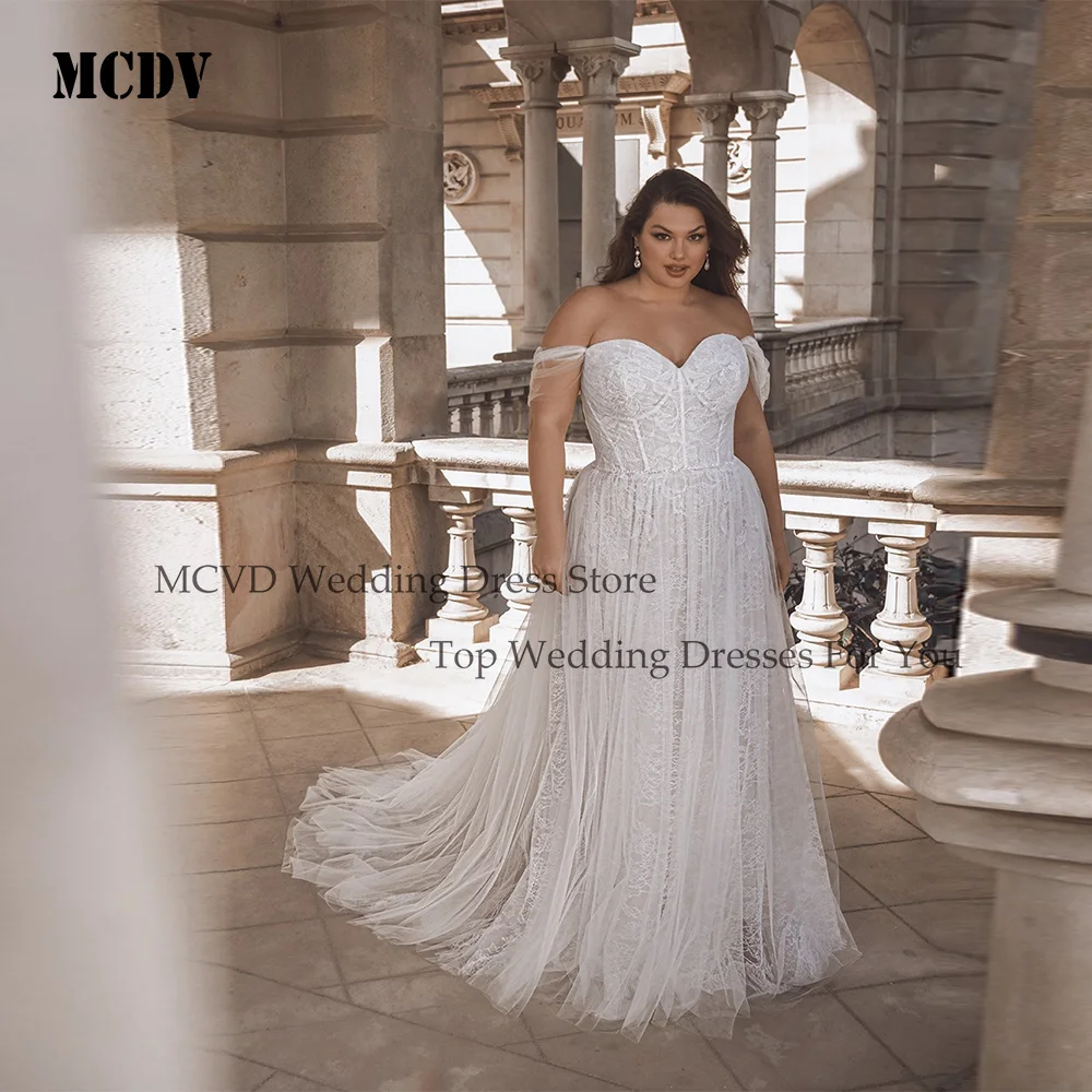 MCDV dentelle luxe robes de mariée mariée grande taille femmes épaules nues Applique chérie robe de mariée 2026 personnalisé