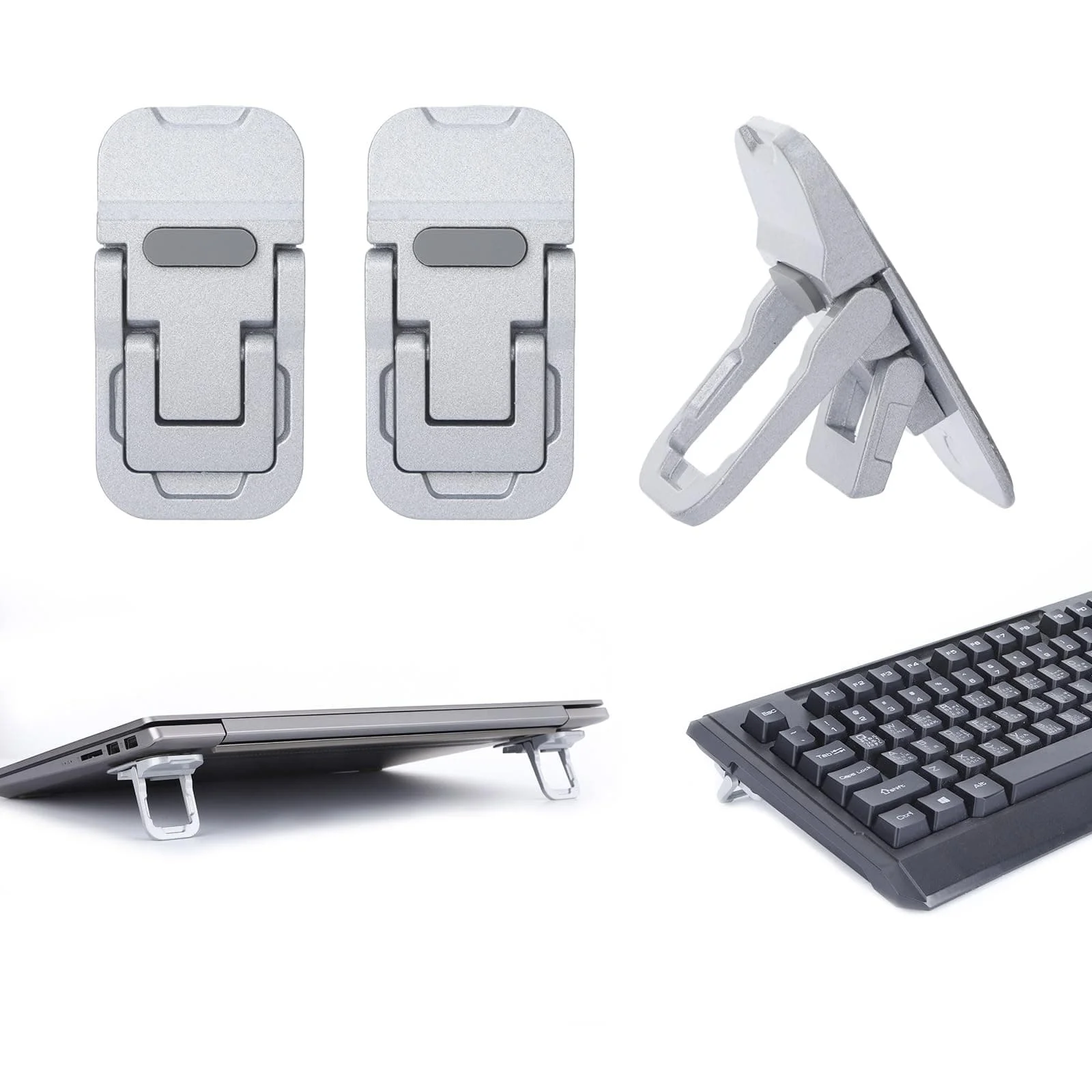 

2PCS Mini Foldable Laptop Stand Portable Laptop Riser Adjustable Angle Self Adhesive Invisible Notebook Holder for Computer Keyb