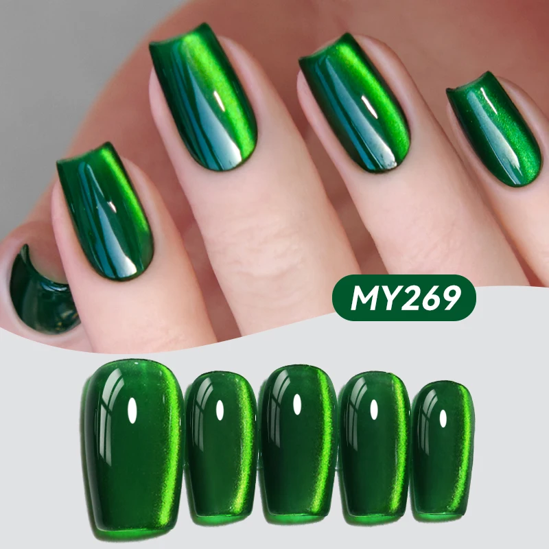

BORN PRETTY 10ml Christmas Green Cat Magnetic Gel Nail Polish Dark Green Red Shine Glitter Soak Off UV Nail Art Syrup Varnish