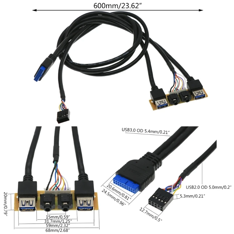 SZSU 60cm placa -mãe definição áudio dupla USB Extensão