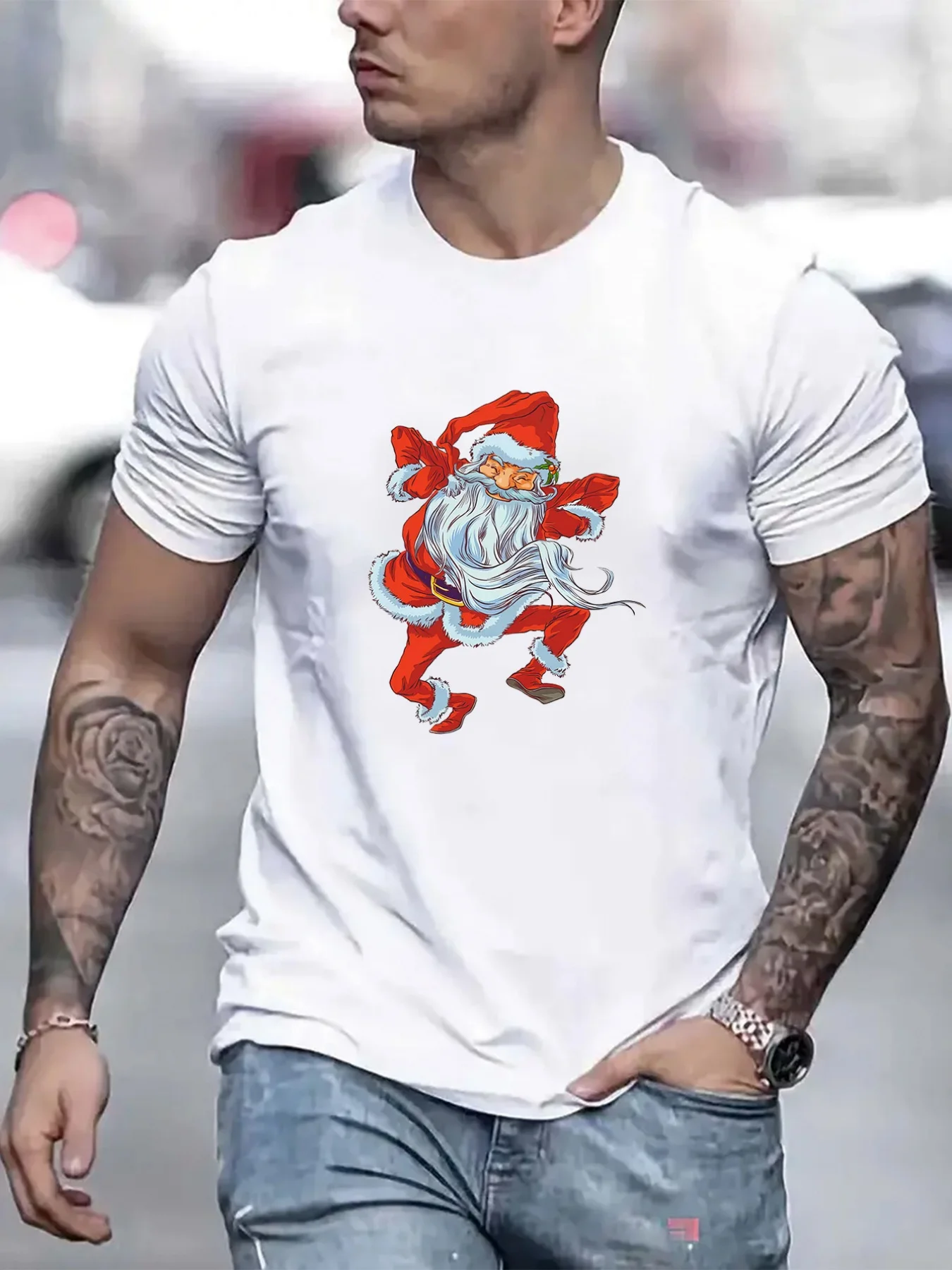 

Funny Christmas T Shirt for Men Fashion Summer Top Shirts Short Sleeve Tee Sport Oversize Man Clothes Casual Loose Men's T-Shirt