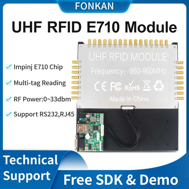 

Long Range RFID UHF E710 32port Module RS232 TCP/IP UHF RFID Reader Module Support 32port UHF RFID Antenna