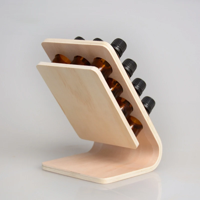 12 Holes 15ml Wooden Essential Oil Bottle Display Stand for Nail Polish Bottles Storage Rack