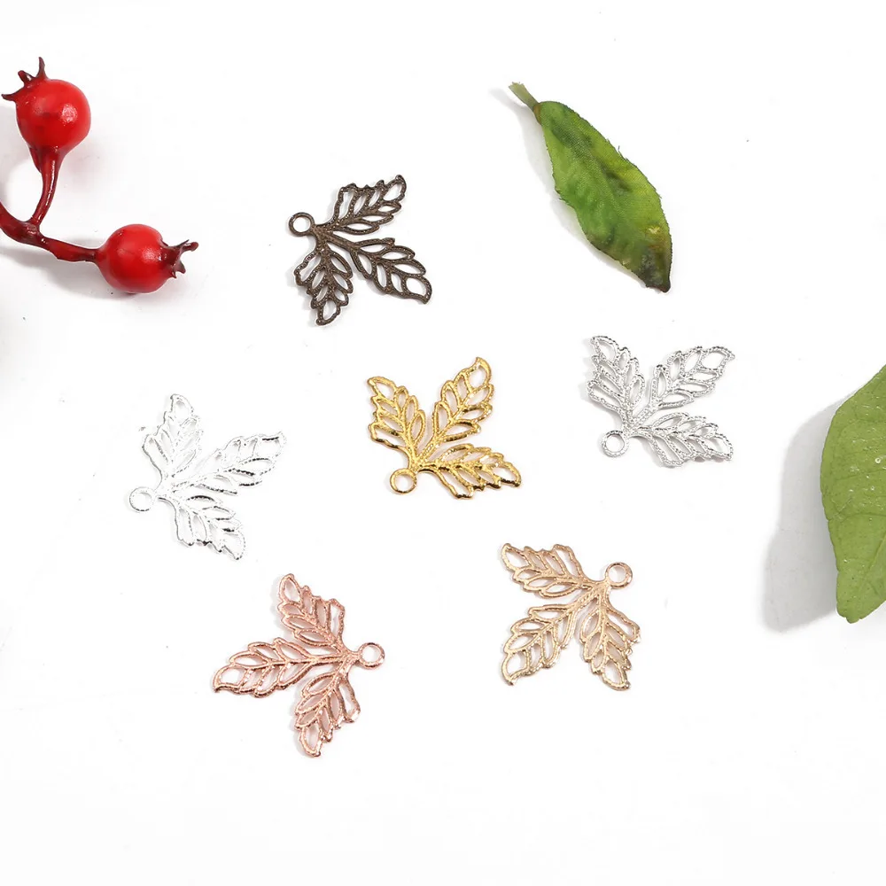 

200pcs Tree Leaf Metal Hollow Flower Film Bead For Sewing Cosplay Costume Ancient Bride Hair Headwear Bag Clothes Decoration