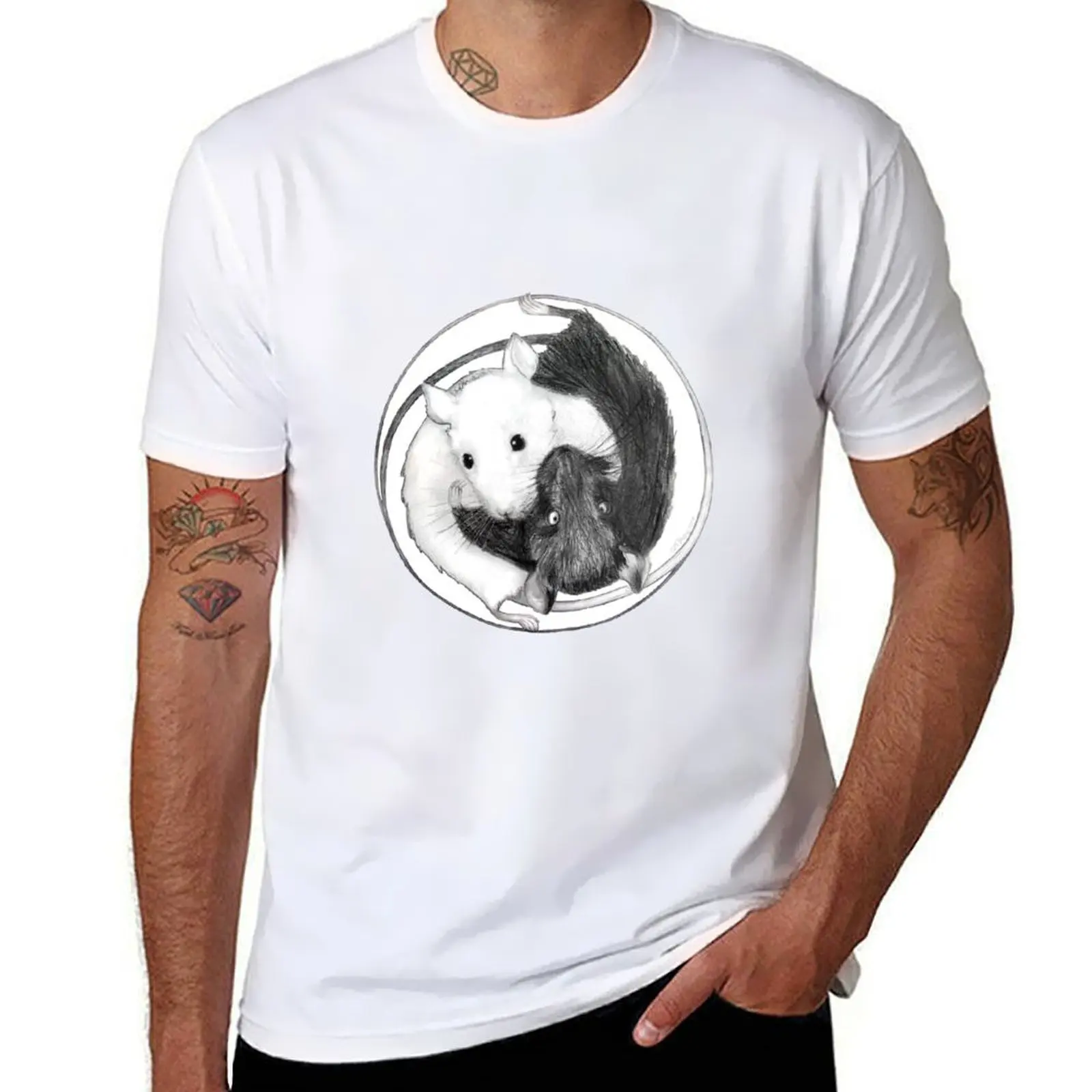 

Yin Yang Mice white T-Shirt mens graphic t shirts essential t shirt cotton t shirt pack T-shirt