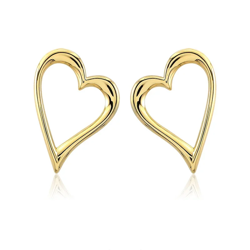 Fashion Stainless Steel Smooth Heart Hoop Earrings For Women Simple Gold Color Punk Buckle Love Piercing Earring Korean Jewelry