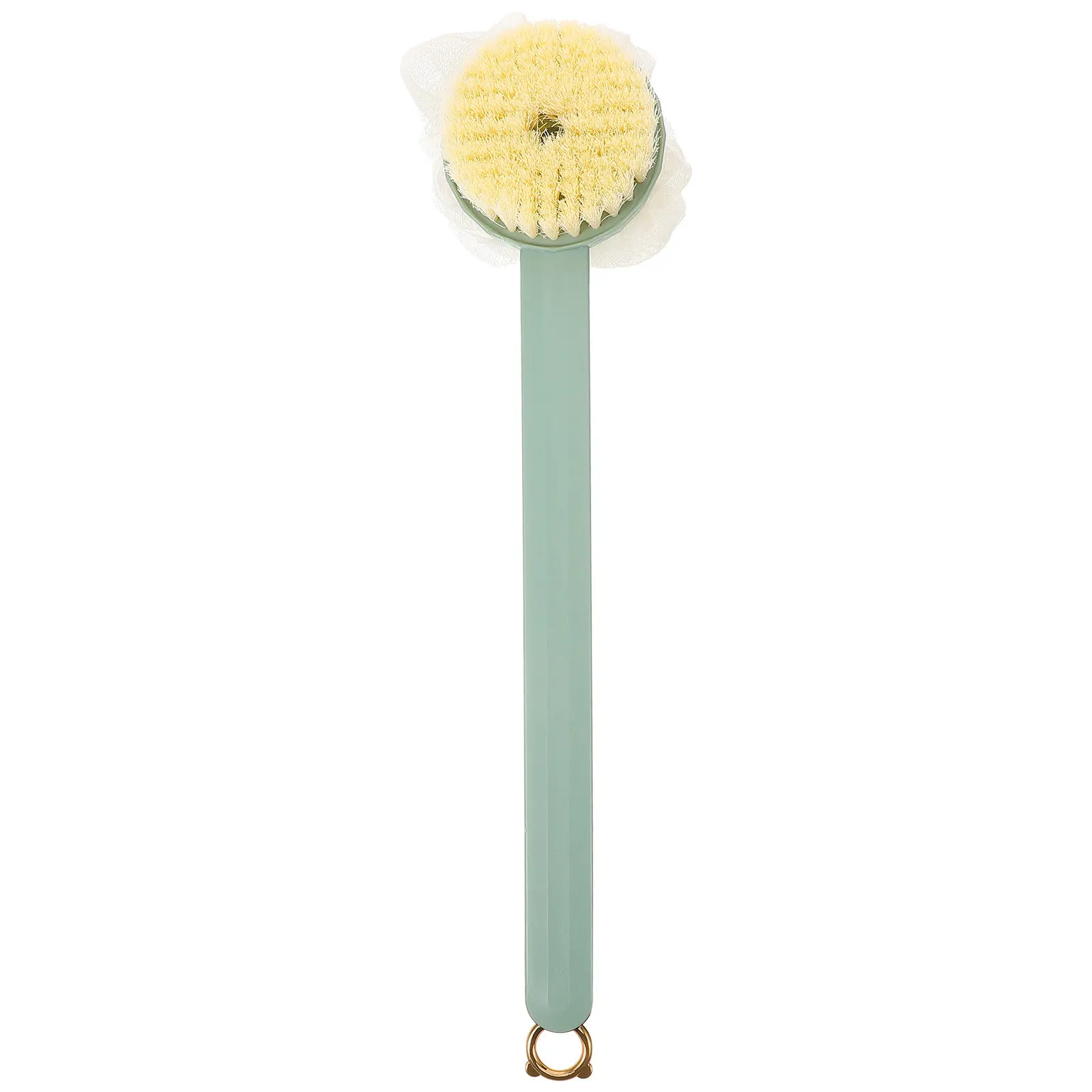 

2-in-1 Long Handle Bath Brush with Massage Bristles and Foaming Mesh for Deep Exfoliation Back Cleaning Body Scrubbing Shower