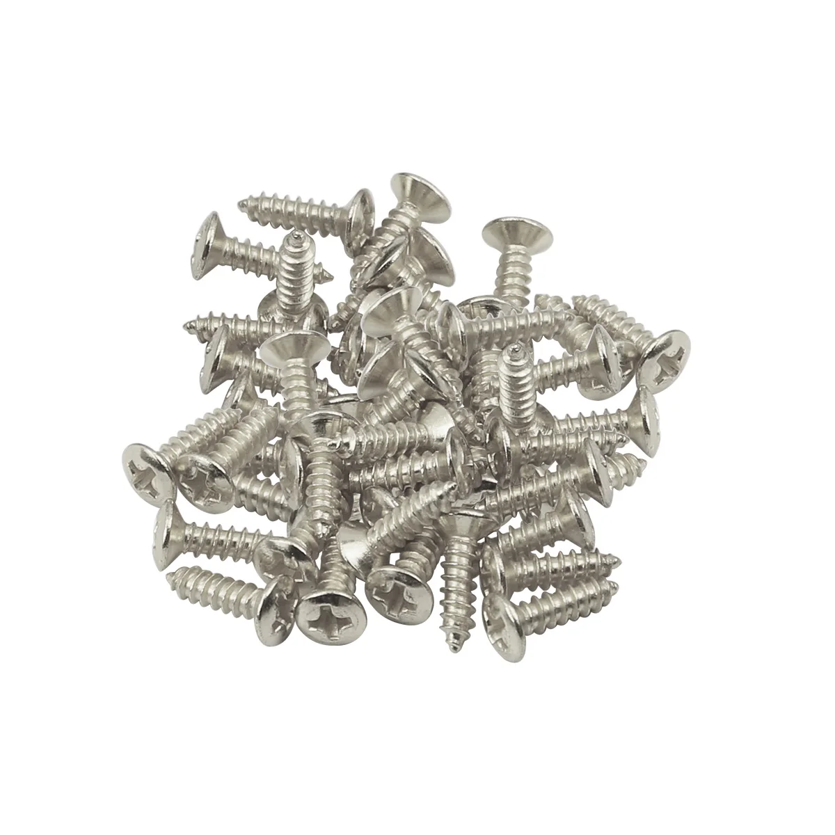 FLEOR 50PCS ST TL JB PB Pickguard Mounting Screws Guitar Pickguard Screws Chrome 3x12mm for Guitar Bass