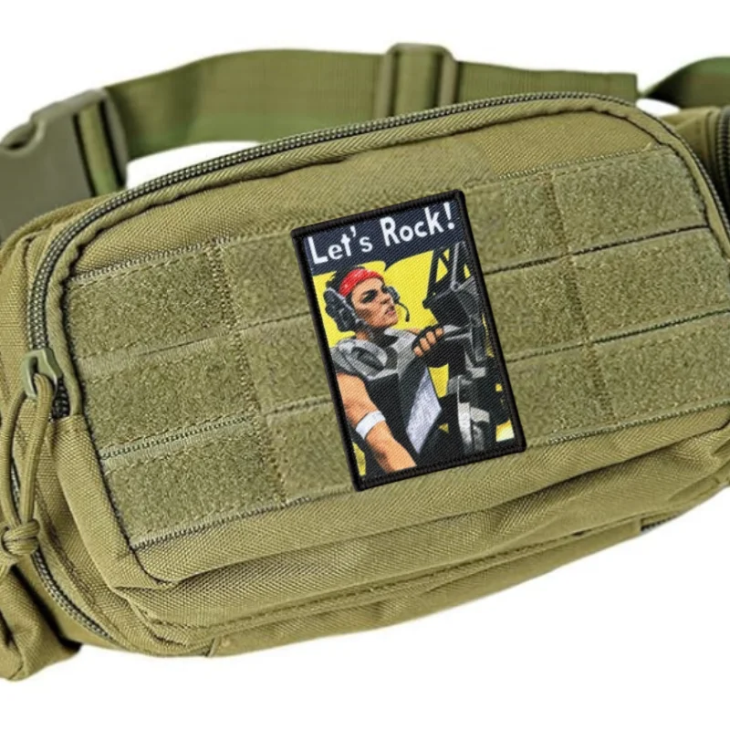 Parche táctico Let's Rock – Insignia velcro para mochila y ropa - imagen 4