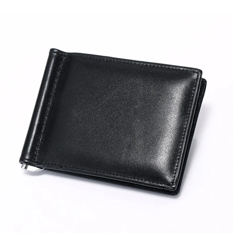 Leather Money Clip with Coin Pocket and Card Holder Billfold Cash Clip Leather Mens Money Clip Wallet