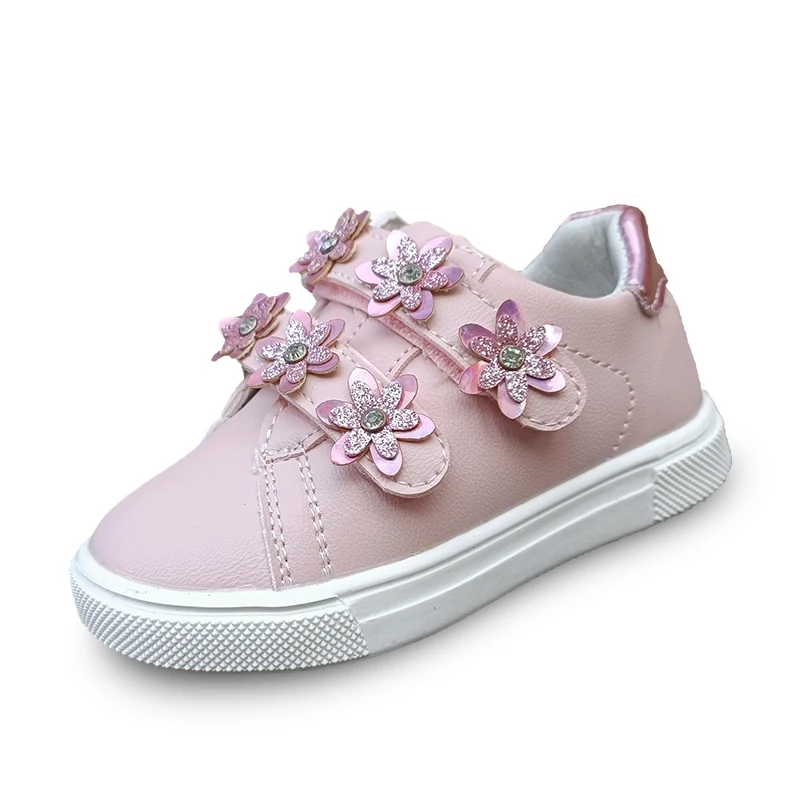 Mode Bloem Schoenen Pu Leer Meisje Sneaker Kinderen, Nieuwe Kids Schoenen + Innerlijke 13.5-18Cm