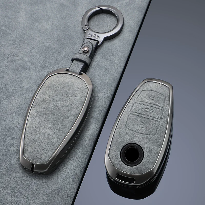 

For VW Volkswagen Touareg 2017 2018 2019 2020 2021 Zinc Alloy Leather Car Key Cover Case Protector Accessories Fob Keychain