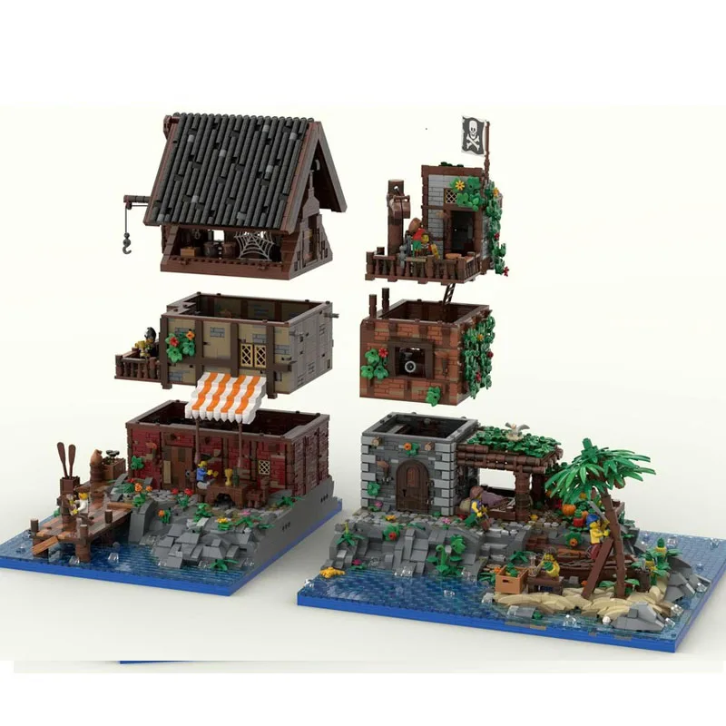 Een piraten eiland MOC- 126702   bouwsteenserie geruïneerd huis speelgoedmodel speelgoed DIY verjaardag kerstcadeaus