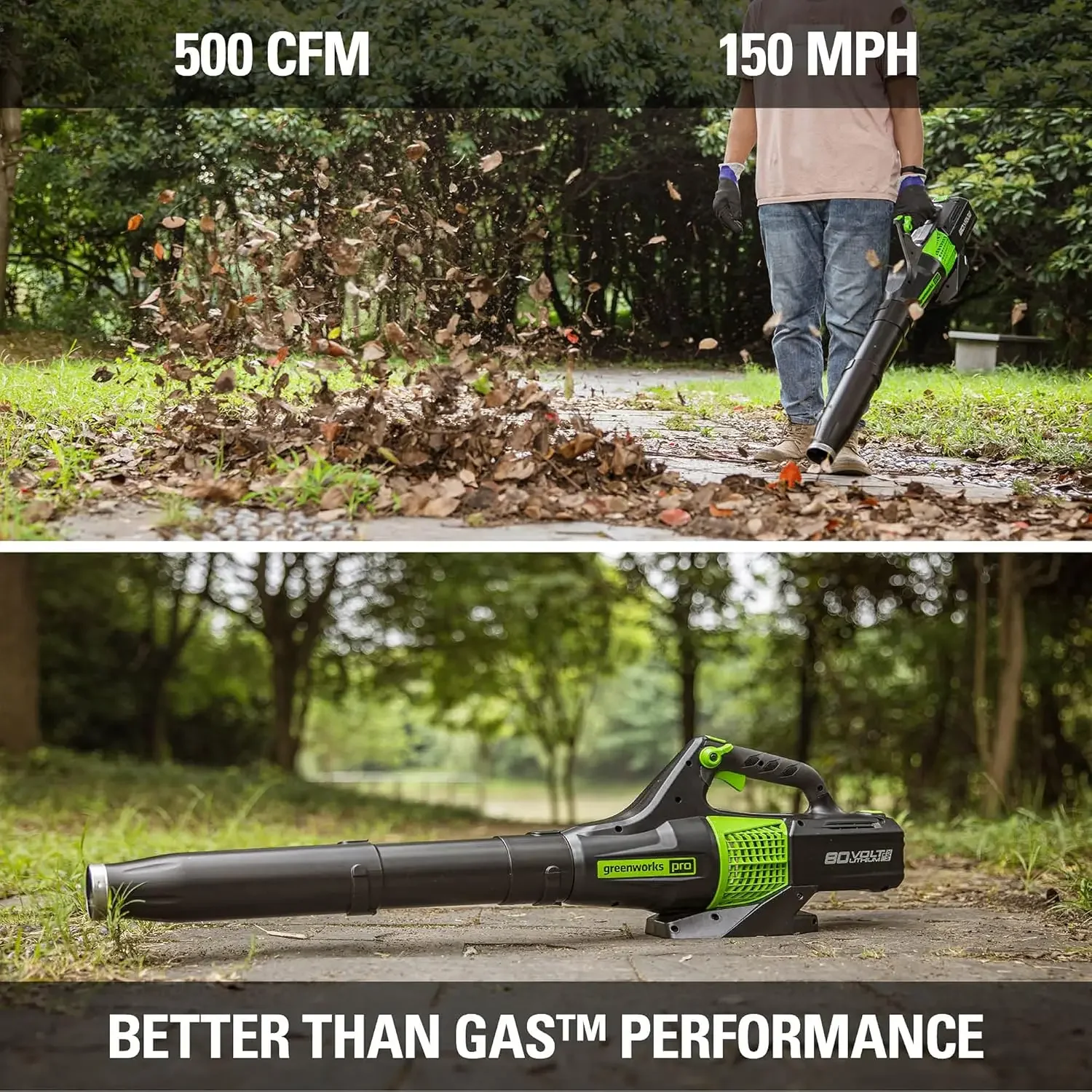 80V (150 MPH / 500 CFM / 75+ Compatible Tools) Cordless Axial Leaf Blower, 2.0Ah Battery and Charger Included