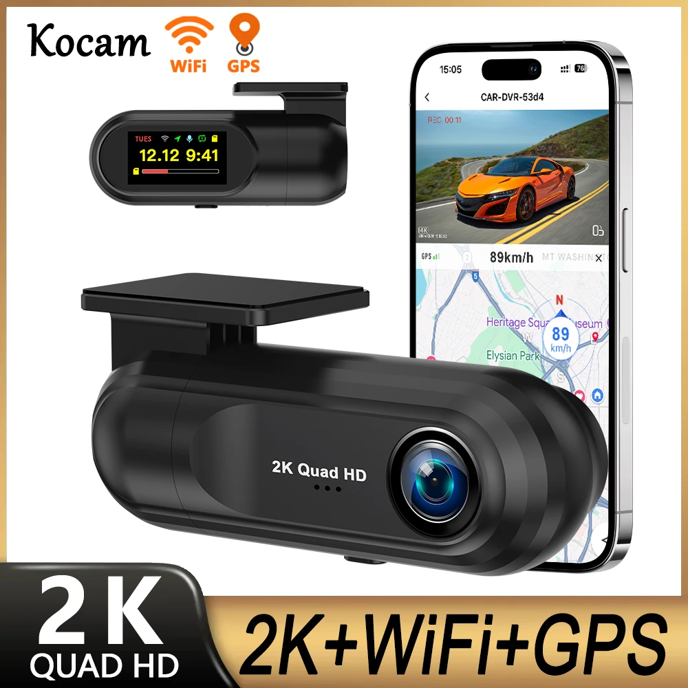 

Kocam﻿ 2K Dash Cam WiFi Mini Car DVR Camera Auto Night Vision Video Recorder Black Box Support GPS 24H Parking Monitor