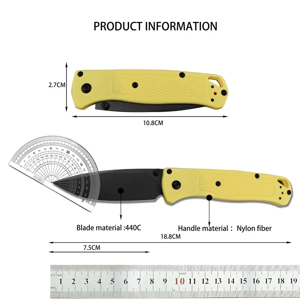 BM 535 Bugout EDC Munual Folding Pocket Knife Nylon Fibre Handle 440C Blade Survival Tactical Knife for Men Outdoor Hunting Tool