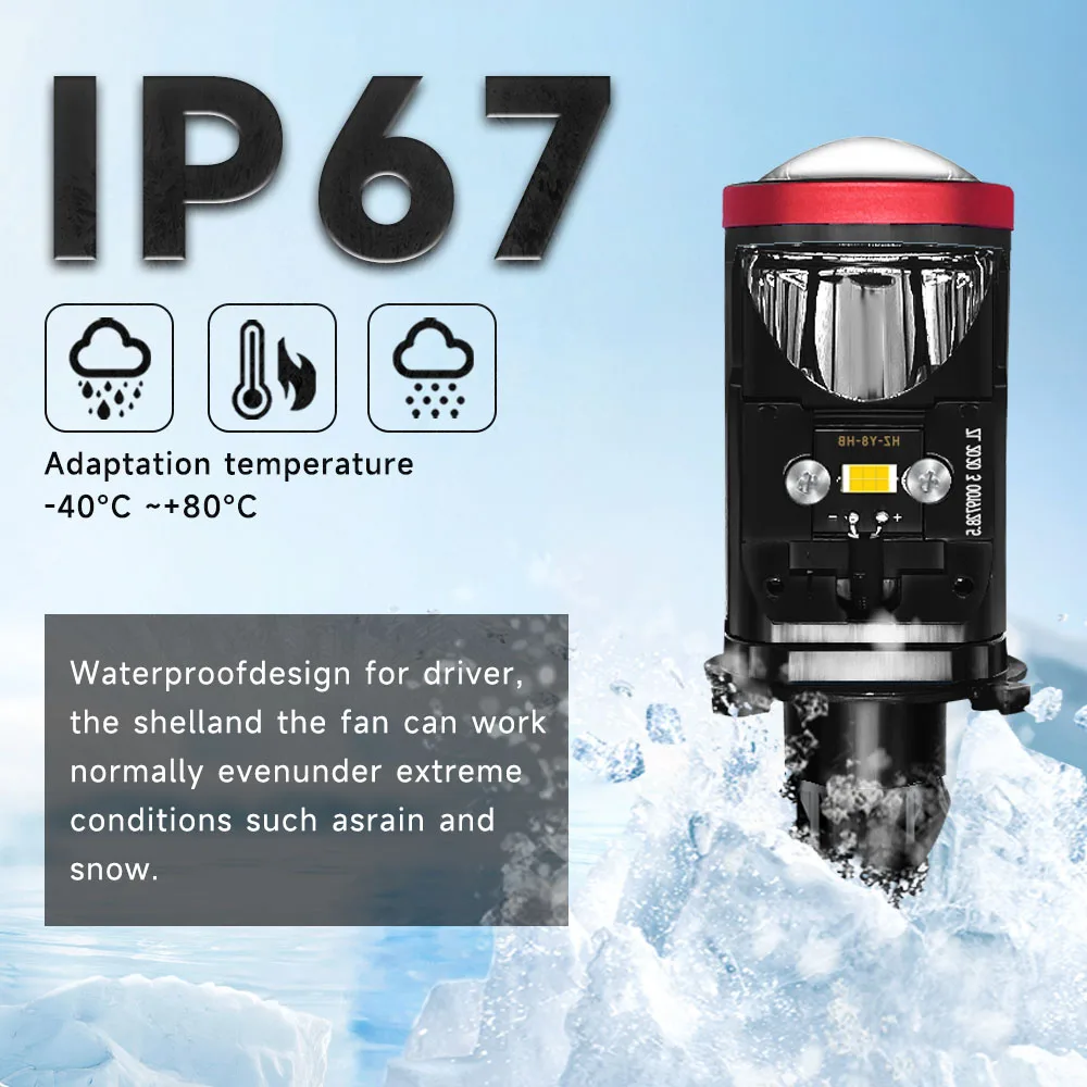 مصابيح أمامية للسيارة LED توربو ، عدسات بروجتر صغيرة H4 ، * K ، فائق السطوع ، * W ، 56000 لومن ، شعاع مرتفع ومنخفض ، مصابيح كشاف كانبوس ، H4