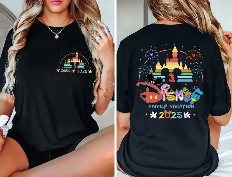

2025 New Disney Pattern Printed Unisex Street Fashion Trend Short Sleeved Pure Cotton Round Neck T Shirt