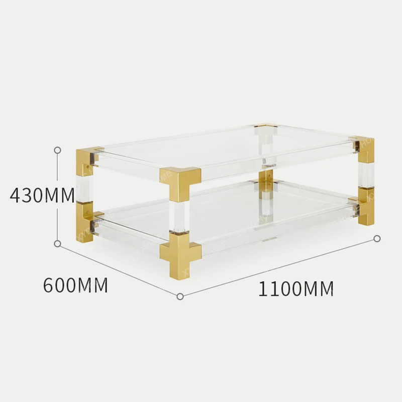 AALight Luxury Is About Acrylic Transparent Tempered Glass Rectangular Double-layer Household Coffee Table