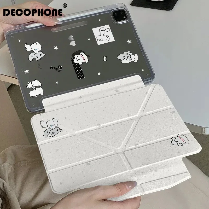 Ins Wave Point Dog Tablet Case For iPad Pro 11 12.9 13 M2 M3 M4 M5 Shell 8.3 9.7 10.2 5/6/7/8/9/10/11th Air 2 3 4 5 6 7