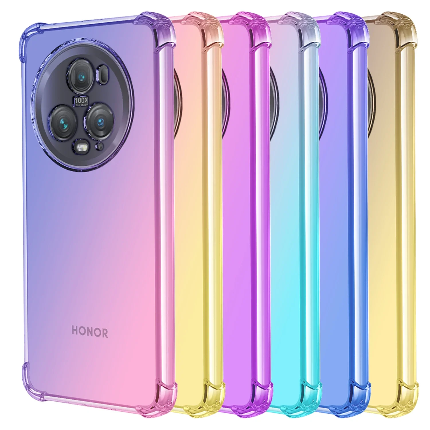 Case for Honor Magic 5 / Magic 5 Pro / Magic 5 Lite Clear Cute Gradient Slim Anti Scratch Flexible TPU Shockproof Phone Cover