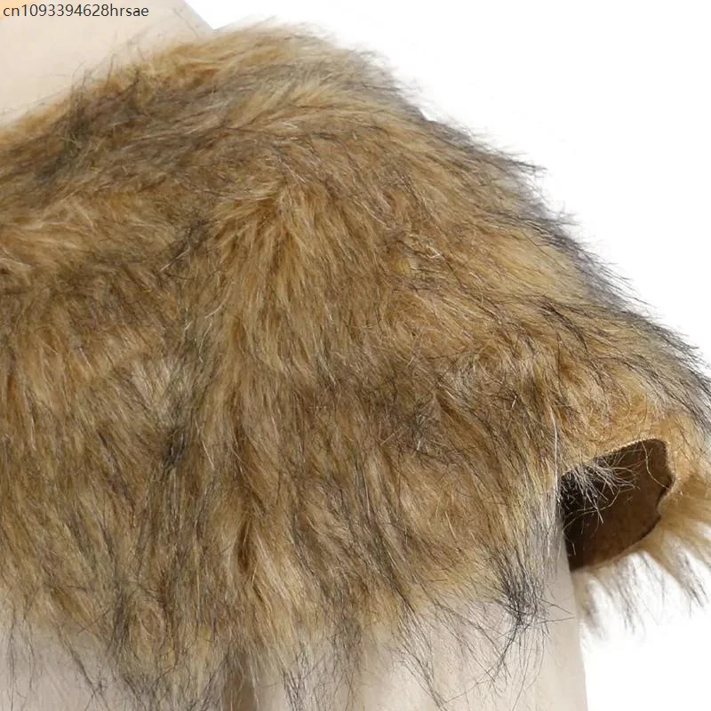 Viking Men Furry Shoulder Cosplay Armor Woman Shawl Halloween Role Play Props Outfits for Adults