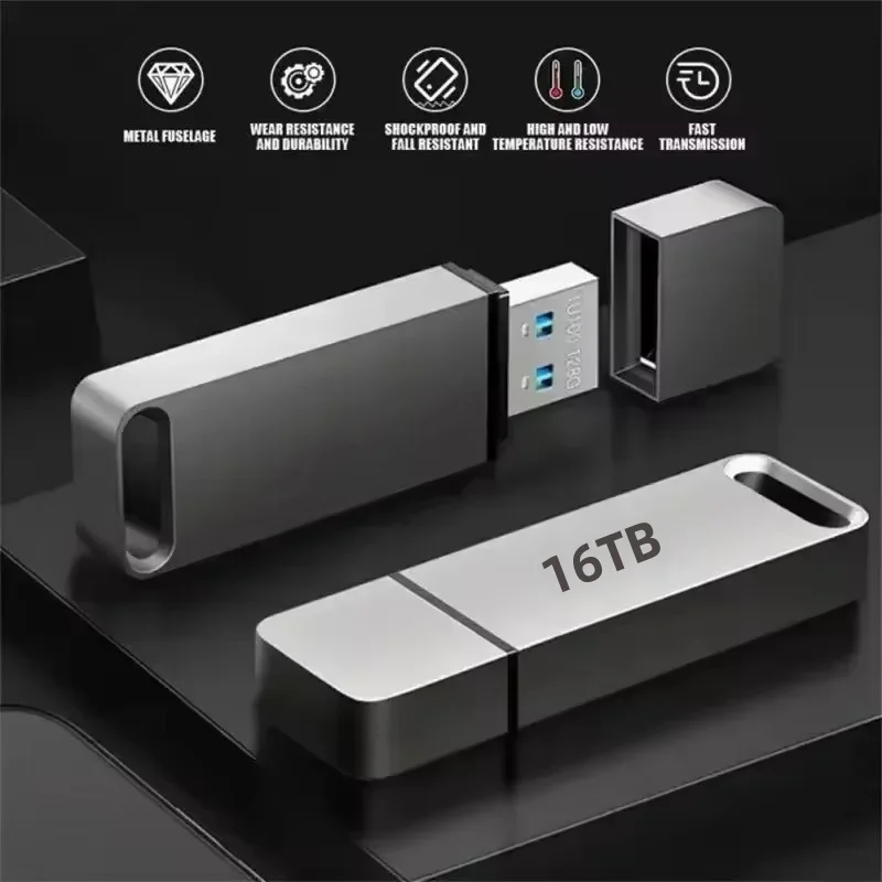 NEW 16TB Flash Drive USB3.2 High Speed Transfer Type C U Metal Flash SSD Portable Mini Flash Drive Memory Waterproof U Drive