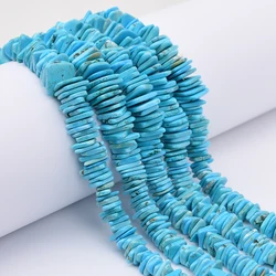 APDGG 3x9-4x22mm Blue Turquoise Square Slice Gems Stone Loose Beads 17'' Strands Jewelry Making DIY