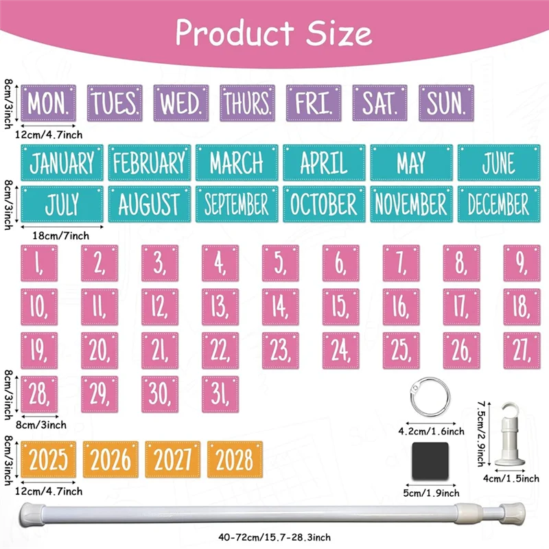 Professional Classroom Calendar Bulletin Board Set Colorful Flip Calendar With Holder For Classroom Decor, Includes 54 Date Card