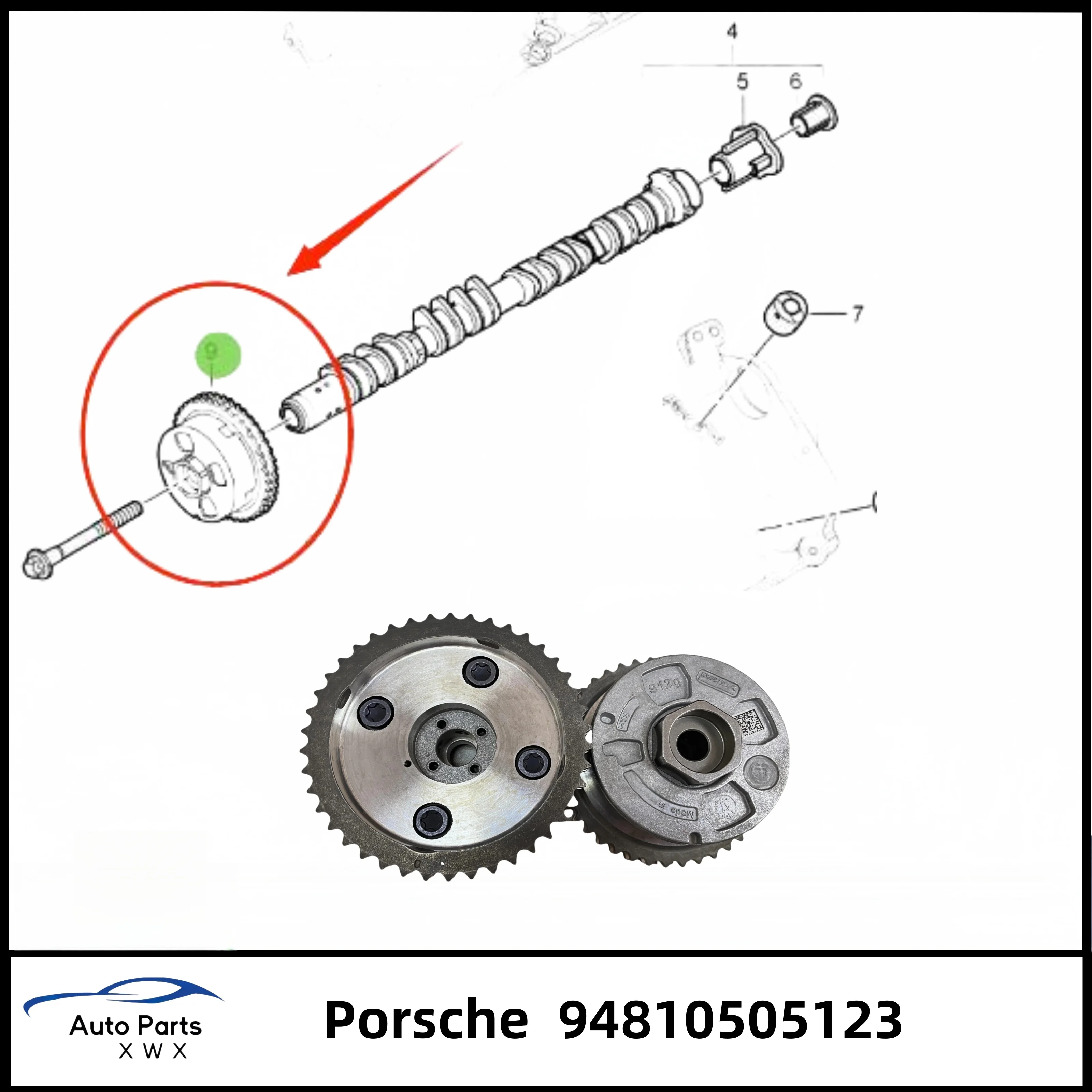 94810505121 94810505122 94810505123 For Porsche Cayenne 958 4.8L V8 timing gear phase adjuster camshaft eccentric shaft teeth