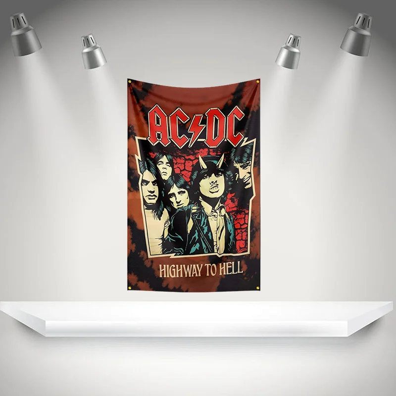 A-ACDC Band Flag Rock Music Band Banner   HD Printing Tapestry Exhibition, Music Band Fans, Garage Decor