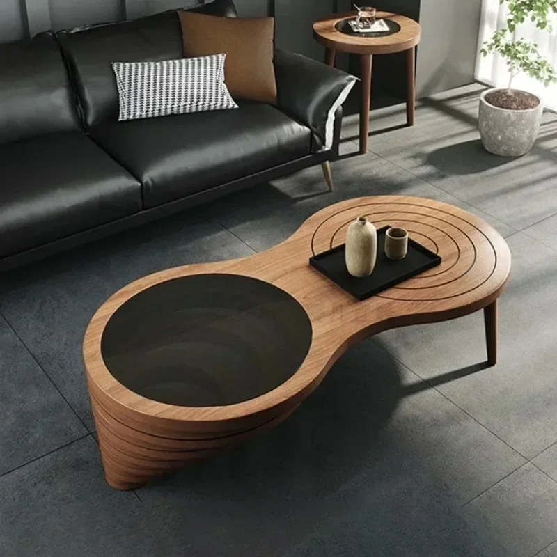 & Artistic Timber Coffee Table Scandinavian Living Room Furniture Contemporary Circular Living Area Basic Home Couch End Table