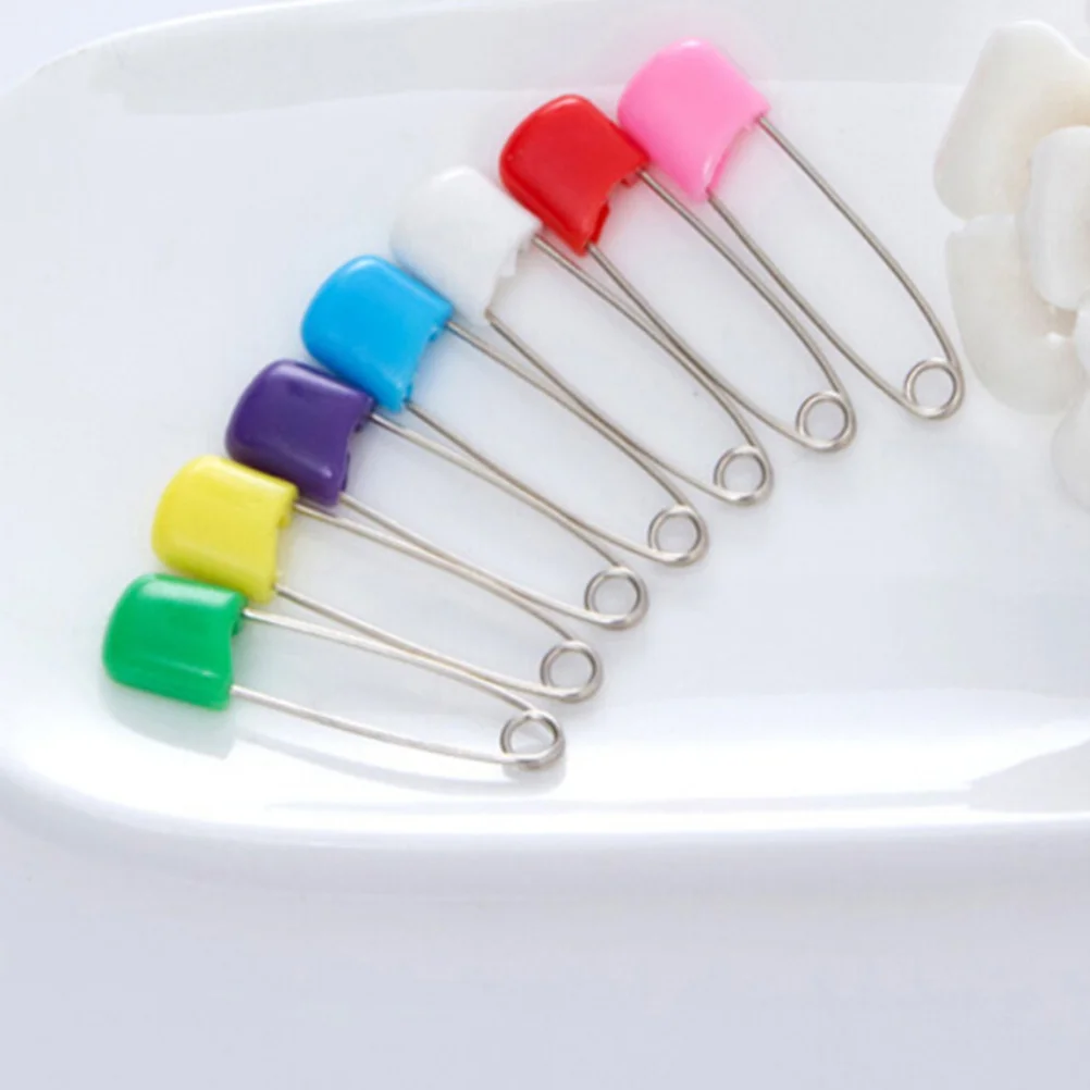 

100Pcs Baby Safety Pins Rustproof Steel with Plastic Locking Closure Easy Open Design for Diapers Nursing Cloths Fixing