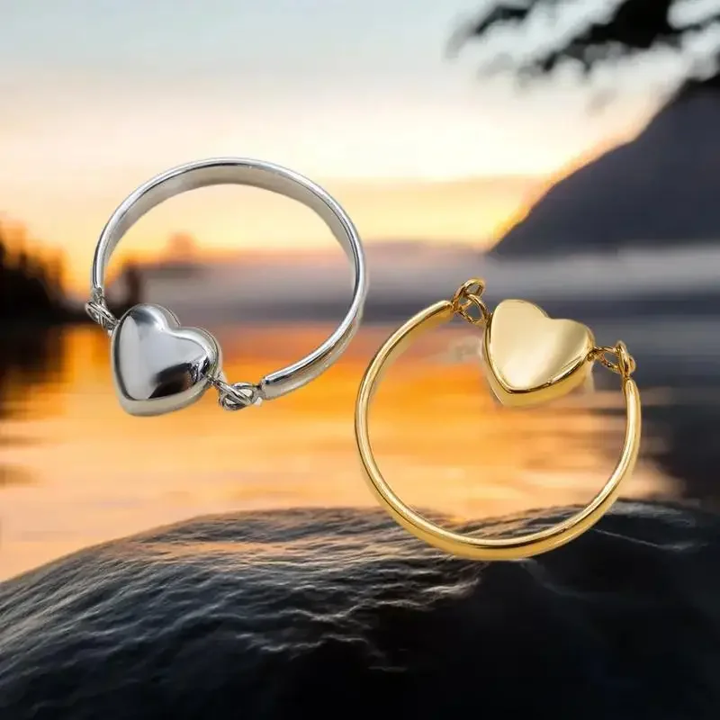الإبداعية عكسها القلب الدائري للنساء عشاق هدية الفولاذ المقاوم للصدأ للماء فنجر المجوهرات
