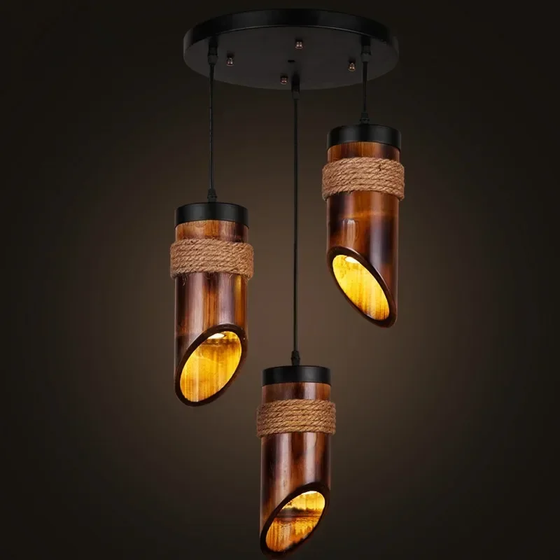 

Pendant Lights Chinese Bamboo Tube Chandelier Room Restaurant Hot Pot Shop Homestay Long Tube Spotlight Bamboo Lamp