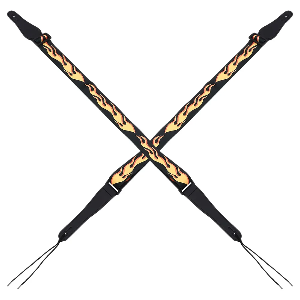 

2pcs Guitar Yellow Bass Adjustable Polyester Retro Compatible Instruments Replacement Guitar Strap Accessories