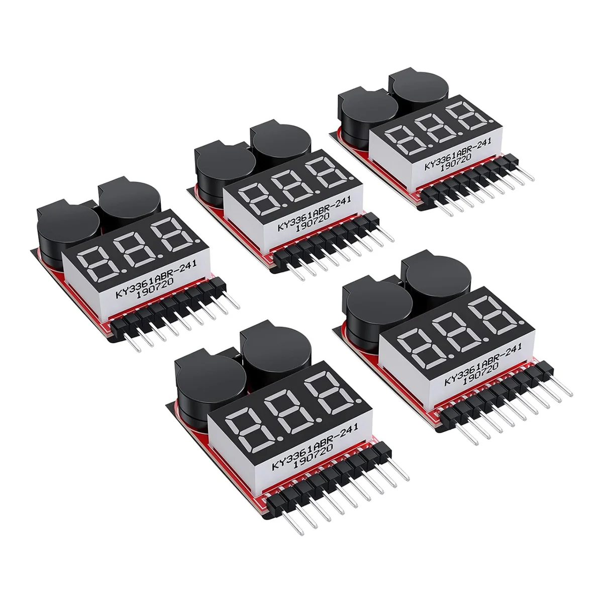A10I 5PCS 2 In1 1-8S Lipo Battery Voltage Tester, RC Low Voltage Buzzer Alarm, Battery Monitor Checker Tester for Lipo/Li-Ion