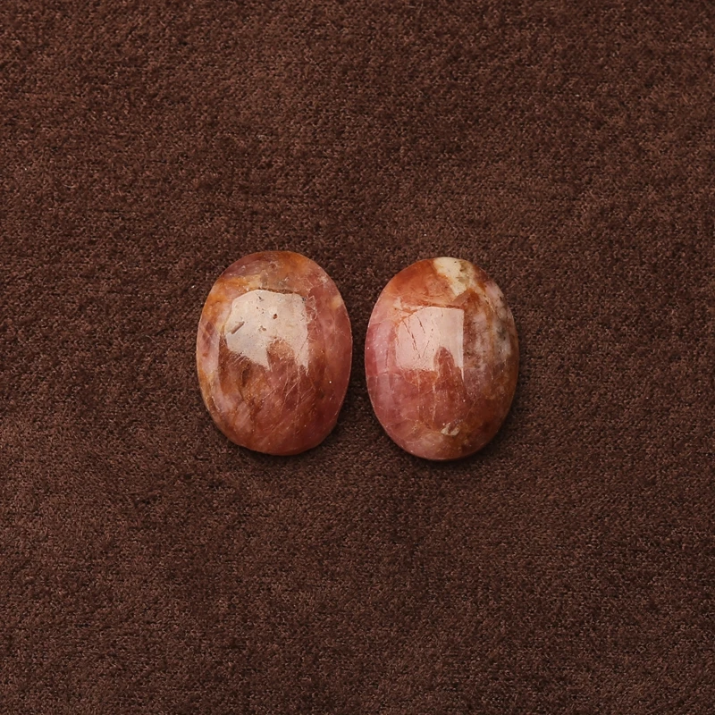 

Natural Pink Agate Oval Cabochon Pair Handmade Jewelry Accessories for Women 16x12x5mm 4.2g