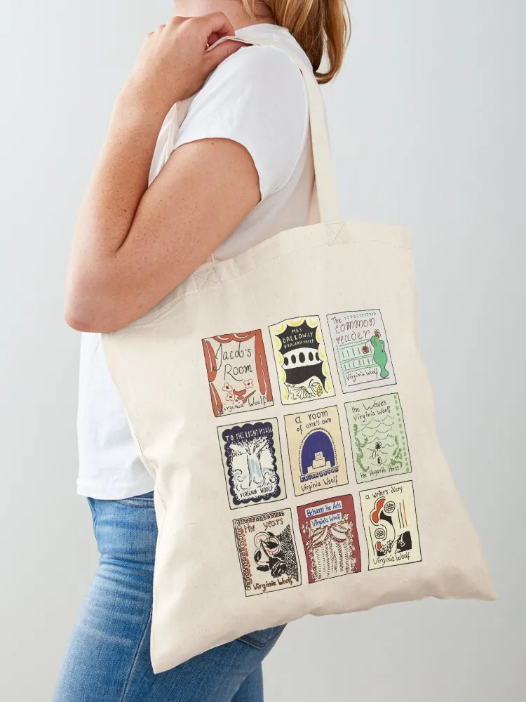 Virginia Woolf Book Covers Tote Bag reusable grocery bags shopping bag Women's shopper bag university shopper