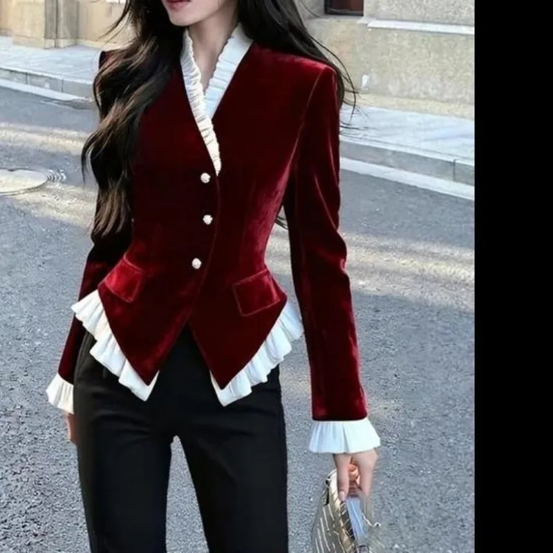 

Women Clothes Autumn Winter Fashion Simplicity Fashionable Button Solid Color Pleuche V-neck Female Temperament Slim Cardigan To