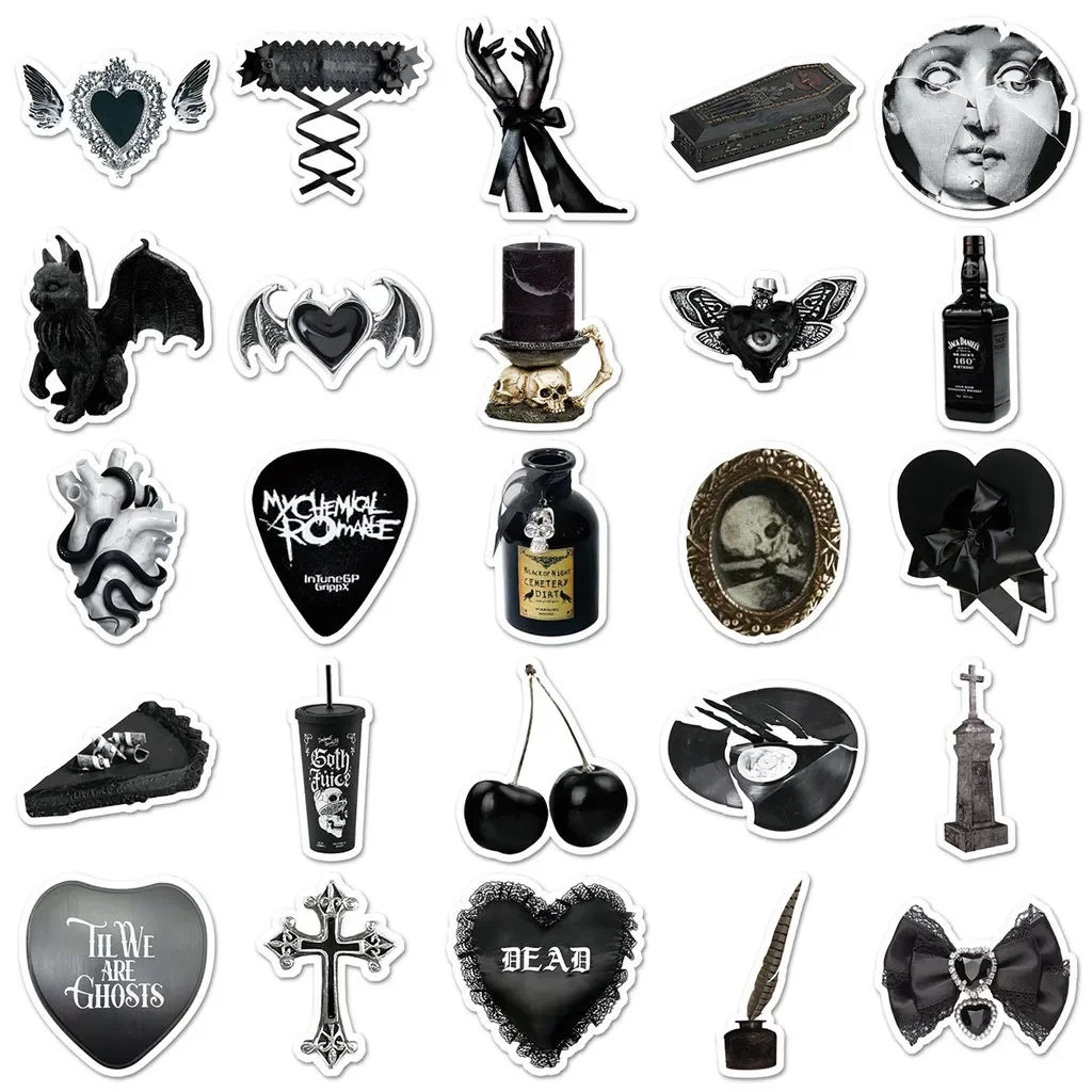 50 Pcs Dark Gothic Cool Trendy Fun & Unique Waterproof Stickers - Decor Decals for Luggage, Power Bank