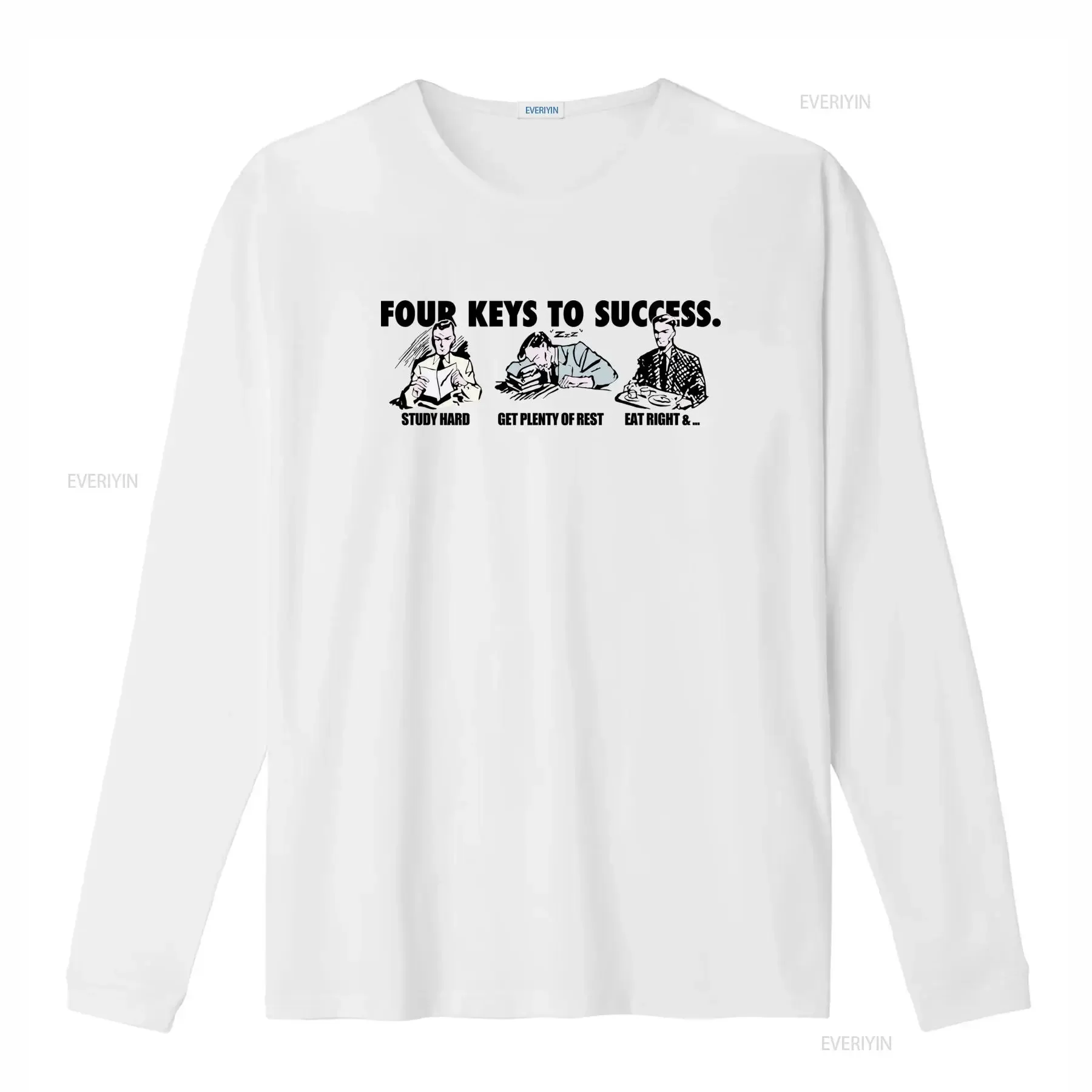 Four Keys To Success T Shirt Casual Crew Neck Slight Stretch Fabric Regular Fit Print Pattern Perfect for Men All season