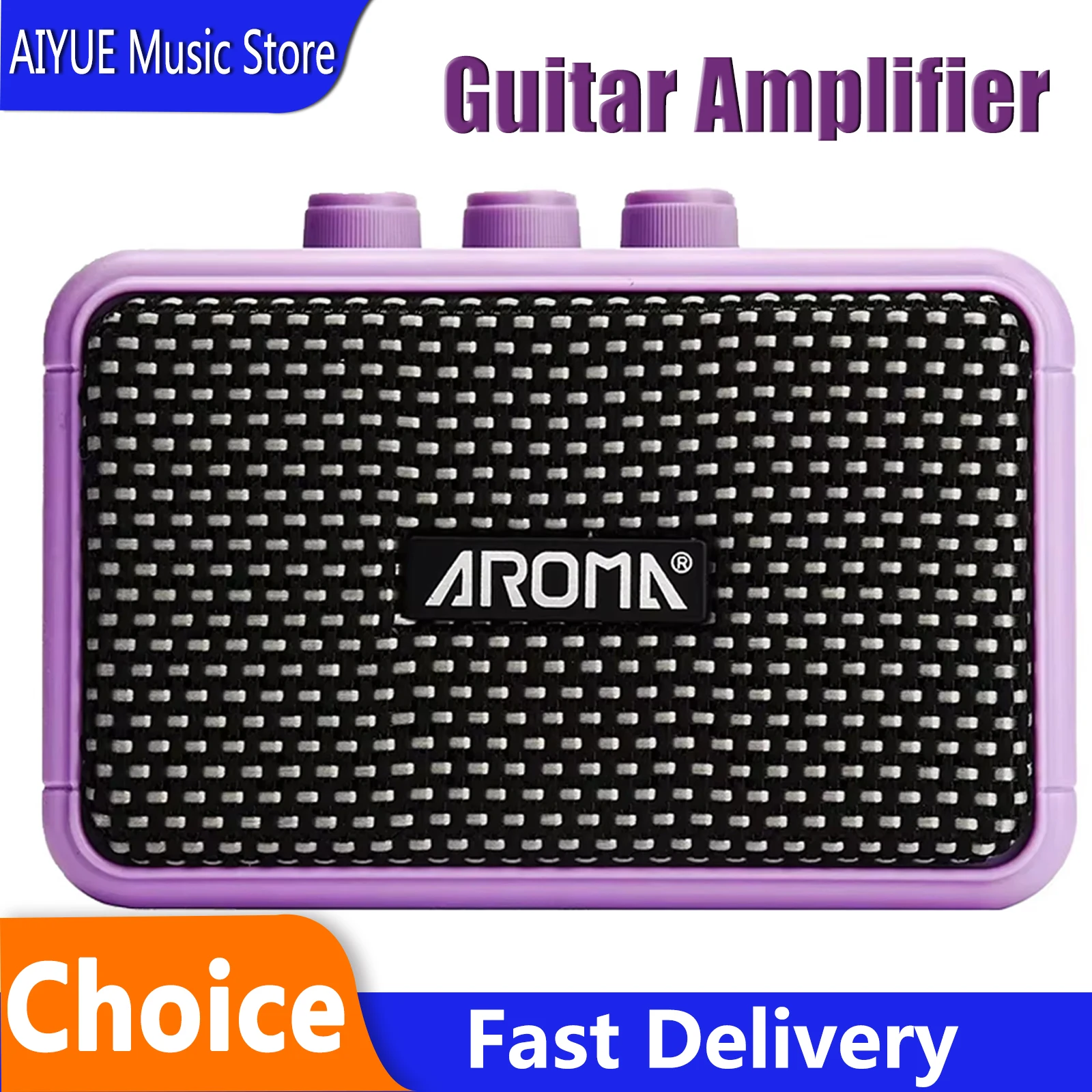 

Портативный мини-усилитель для гитары Aroma AG-04 с Bluetooth, фиолетовый, 5 Вт, для электрогитары, усилитель звука, запчасти