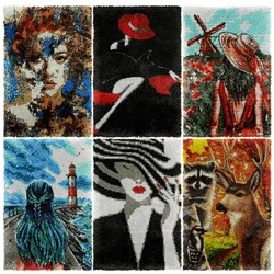 Beauty woman Animals Latch Hook Rug Kits Unfinished Acrylic Yarn smyrna Embroidery Cross Stitch Carpet Needlework making diy bag