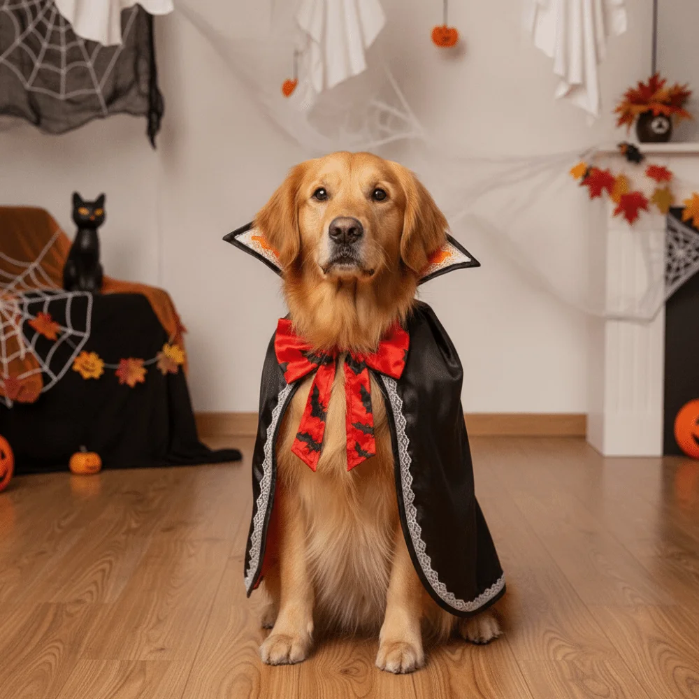 Stand Collar Pet Bat Cloak Dual Color Open Chest Dog Halloween Cape Tie Closure Lightweight Cat Wizard Robe Dog Clothing